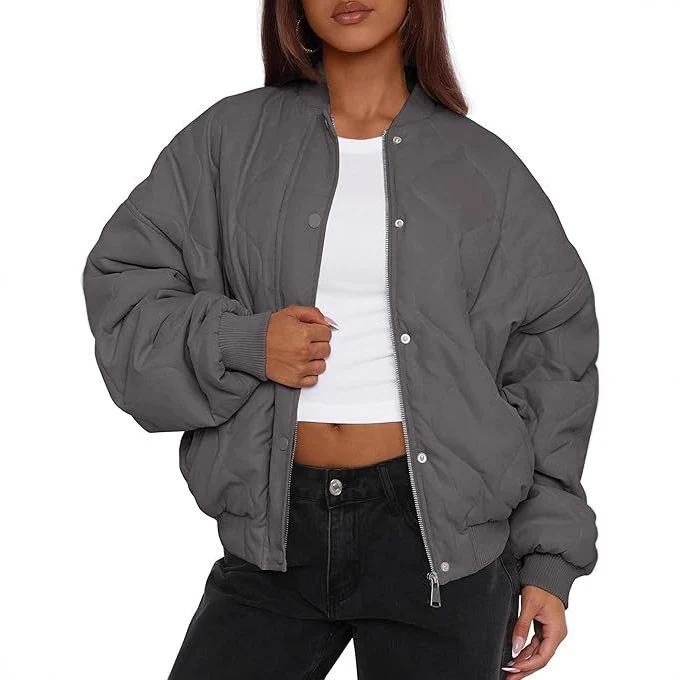 Damen Kurz geschnittene Stepp-Bomberjacke im Oversize-Look mit Raglanärmeln Drune