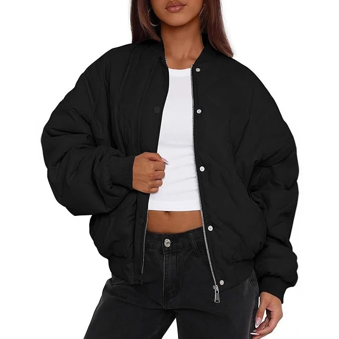 Damen Kurz geschnittene Stepp-Bomberjacke im Oversize-Look mit Raglanärmeln Drune