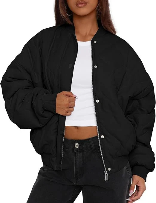 Damen Kurz geschnittene Stepp-Bomberjacke im Oversize-Look mit Raglanärmeln Drune