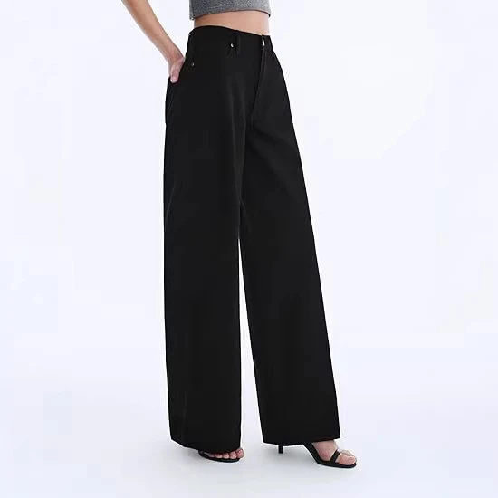 Damen High‑Waist weite Palazzo‑Hose aus leichtem Stretchstoff Drune
