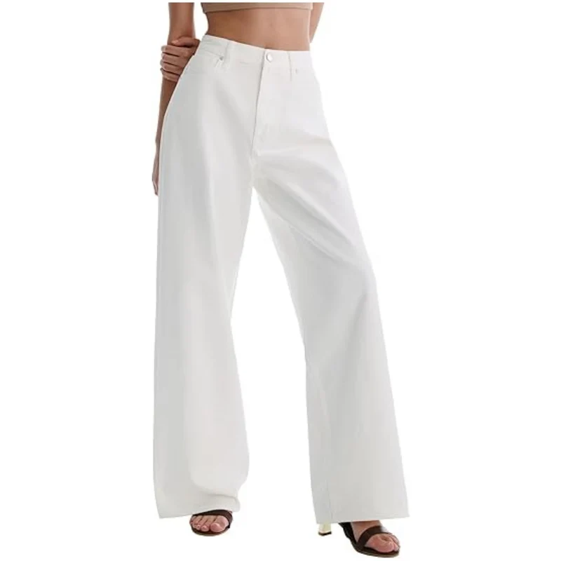 Damen High‑Waist weite Palazzo‑Hose aus leichtem Stretchstoff Drune
