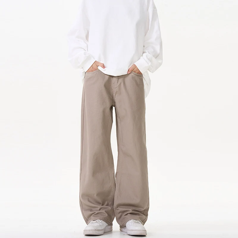 Unisex Weit geschnittene Chinohose mit tiefem Schritt und lässigem Bund Drune