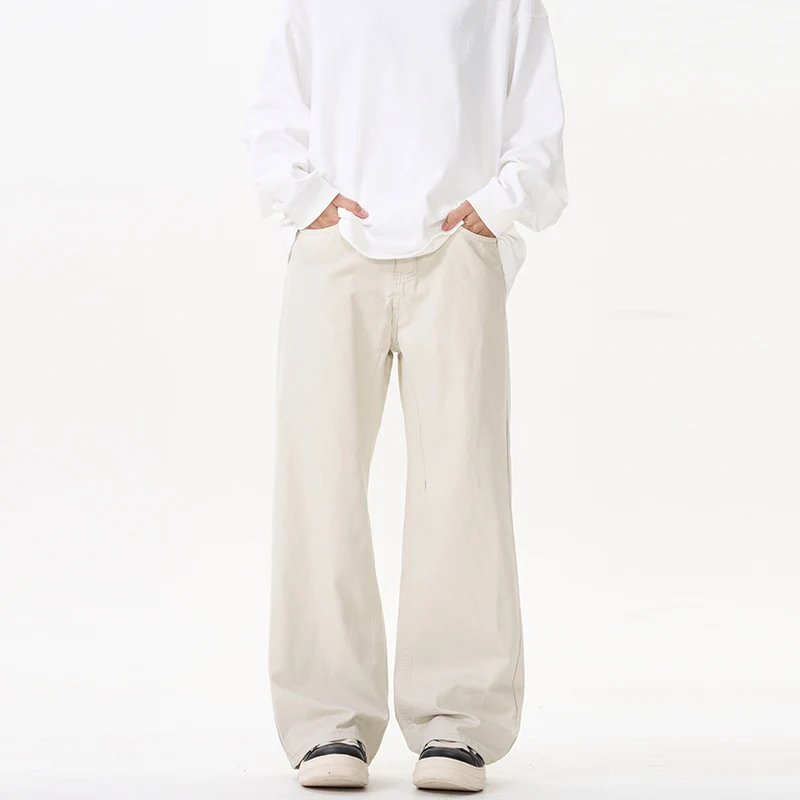 Unisex Weit geschnittene Chinohose mit tiefem Schritt und lässigem Bund Drune