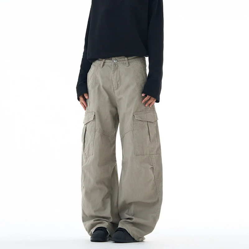 Unisex Ultraweite Cargohose mit tiefem Schritt und großen Klappentaschen Drune