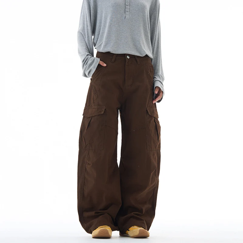 Unisex Ultraweite Cargohose mit tiefem Schritt und großen Klappentaschen Drune