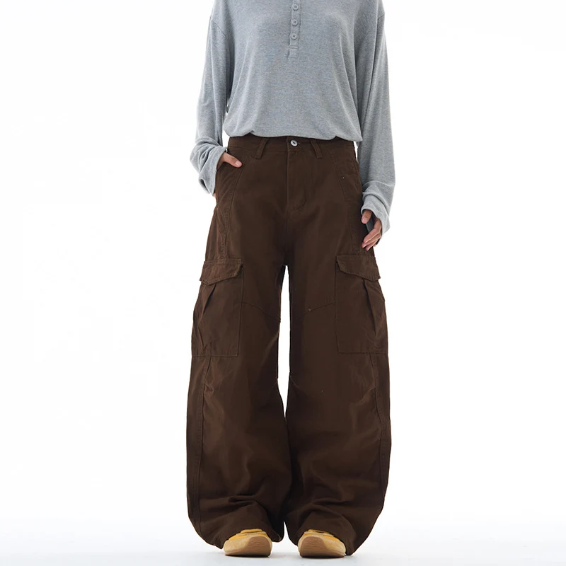 Unisex Ultraweite Cargohose mit tiefem Schritt und großen Klappentaschen Drune