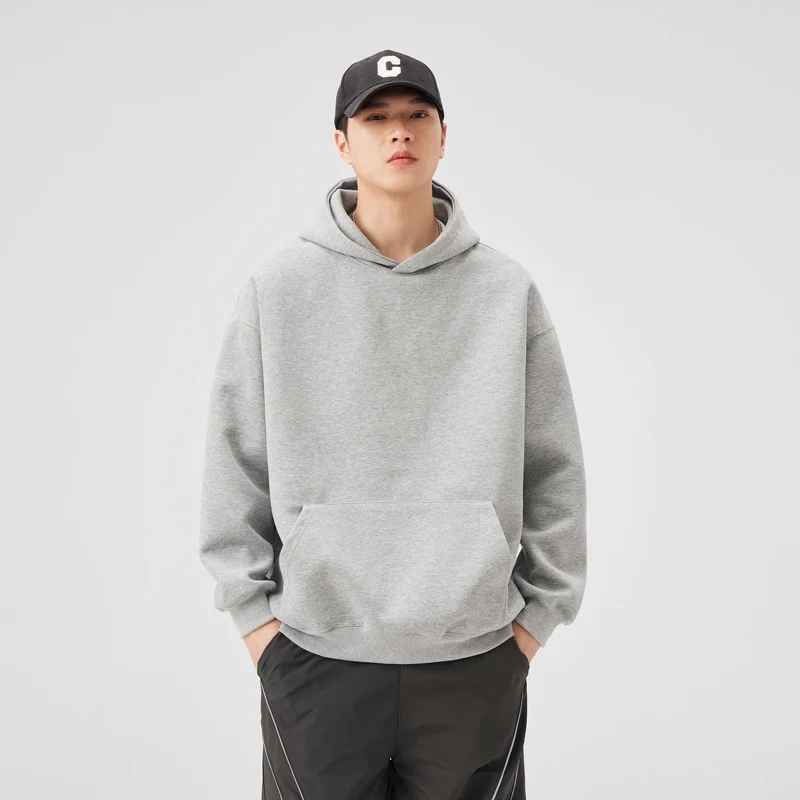Unisex Oversize Kapuzenpullover aus schwerem Scuba‑Fleece mit Kängurutasche Drune