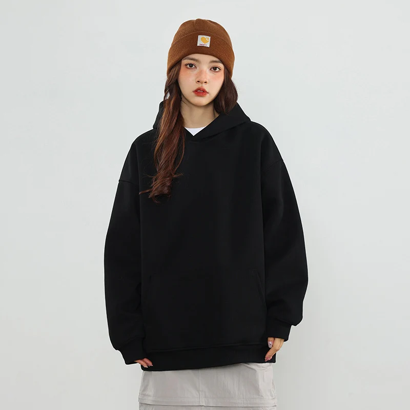 Unisex Oversize Kapuzenpullover aus schwerem Scuba‑Fleece mit Kängurutasche Drune