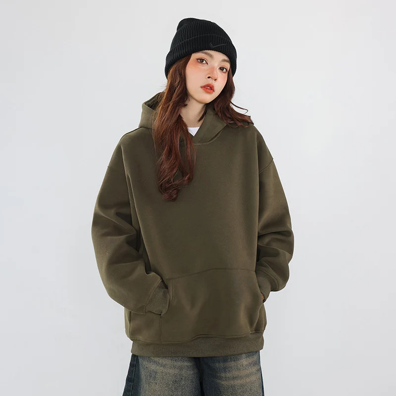 Unisex Oversize Kapuzenpullover aus schwerem Scuba‑Fleece mit Kängurutasche Drune