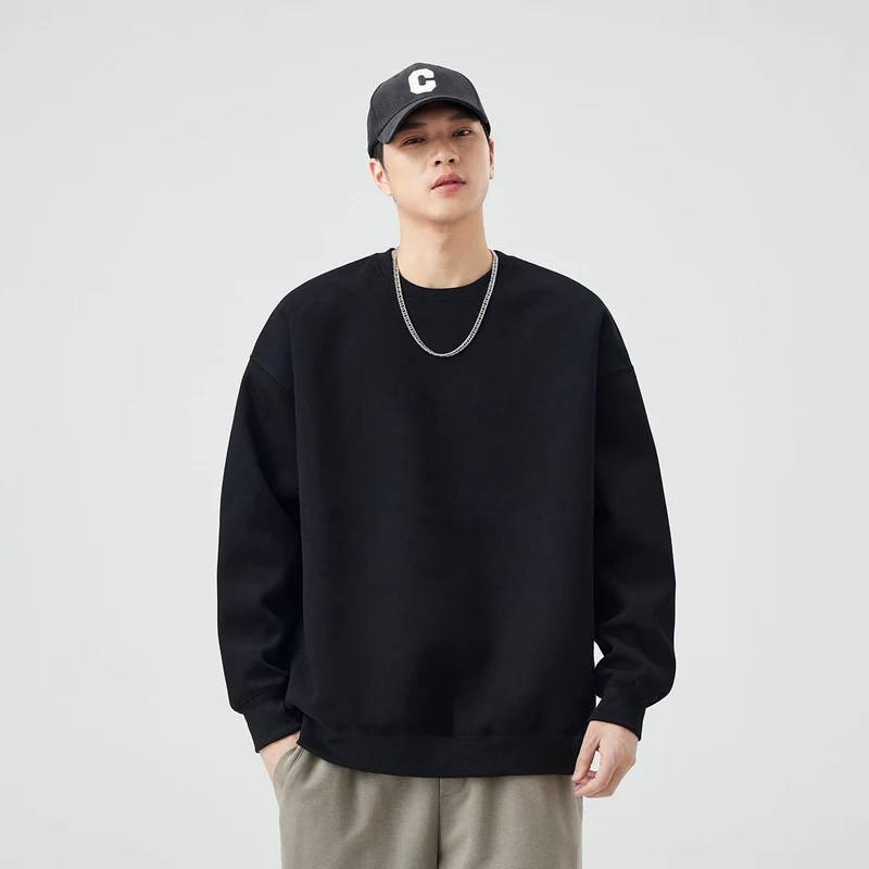 Unisex Oversize Baumwoll-Sweatshirt mit Rundhalsausschnitt und breiten Bündchen Drune