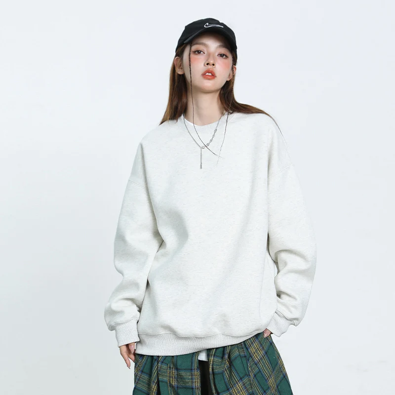 Unisex Oversize Baumwoll-Sweatshirt mit Rundhalsausschnitt und breiten Bündchen Drune