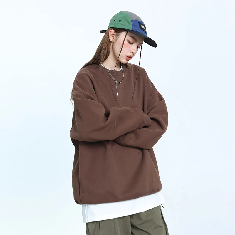 Unisex Oversize Baumwoll-Sweatshirt mit Rundhalsausschnitt und breiten Bündchen Drune