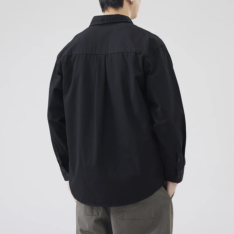 Unisex Oversize Baumwoll-Oxford-Hemd mit Brusttasche und Relaxed-Fit Drune