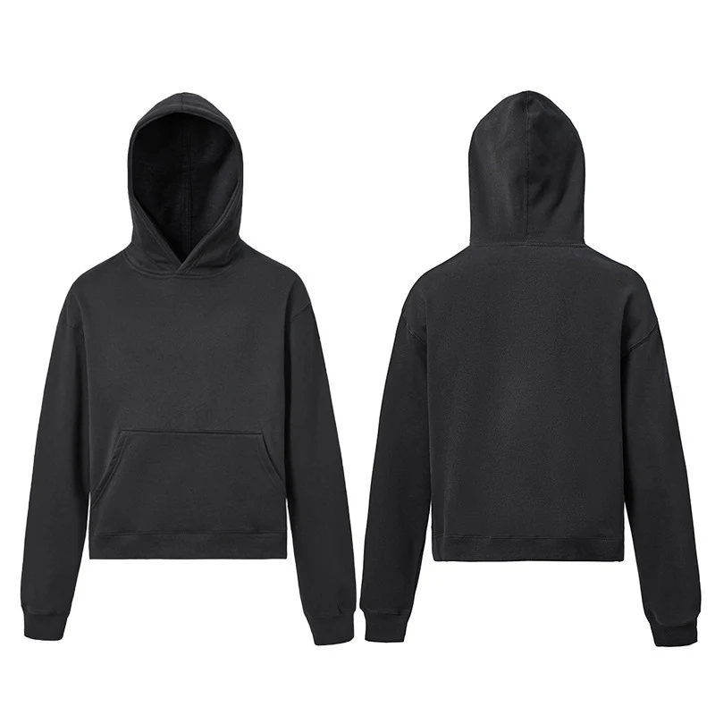 Unisex Kapuzenpullover aus weichem Baumwoll-Fleece mit Kängurutasche und verkürzter Silhouette Drune
