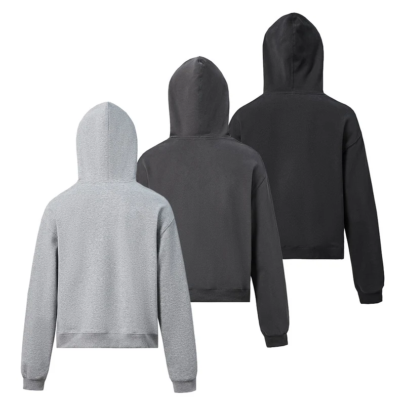 Unisex Kapuzenpullover aus Bio-Baumwoll-Fleece mit Kängurutasche und leicht verkürzter Passform Drune