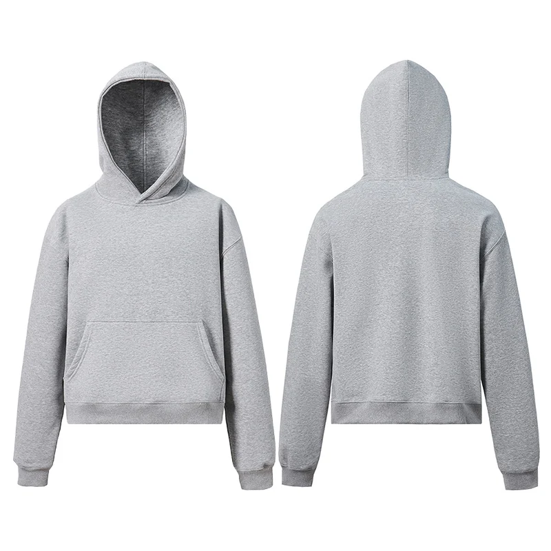 Unisex Kapuzenpullover aus Bio-Baumwoll-Fleece mit Kängurutasche und leicht verkürzter Passform Drune