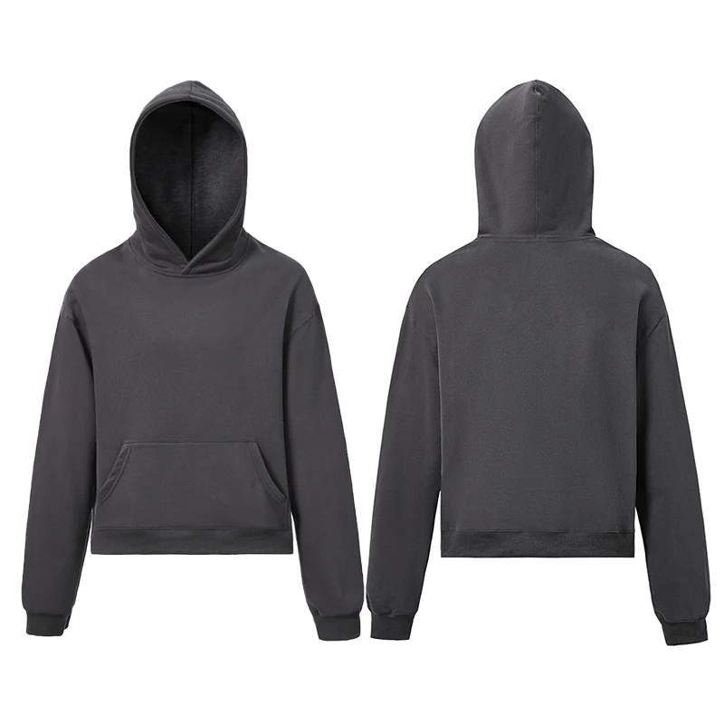 Unisex Kapuzenpullover aus Bio-Baumwoll-Fleece mit Kängurutasche und leicht verkürzter Passform Drune