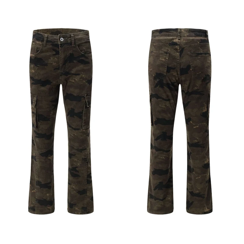 Unisex Cargohose im weiten Marlene-Cut mit Camouflage-Print und großen Pattentaschen Drune