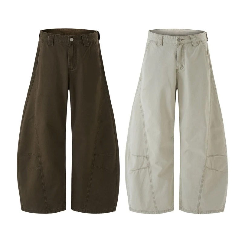 Herren Weitgeschnittene Workwear-Palazzo-Hose aus robustem Baumwoll-Twill mit Paneelnähten Drune