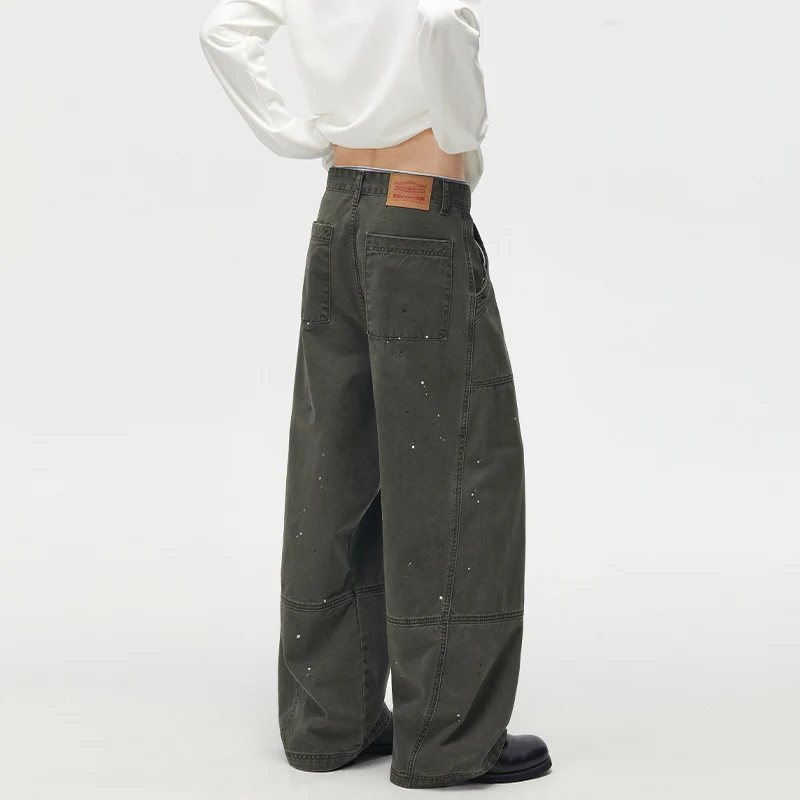 Herren Weitgeschnittene Utility‑Palazzo‑Hose aus schwerem Baumwoll‑Twill mit ergonomischen Knieabnähern Drune