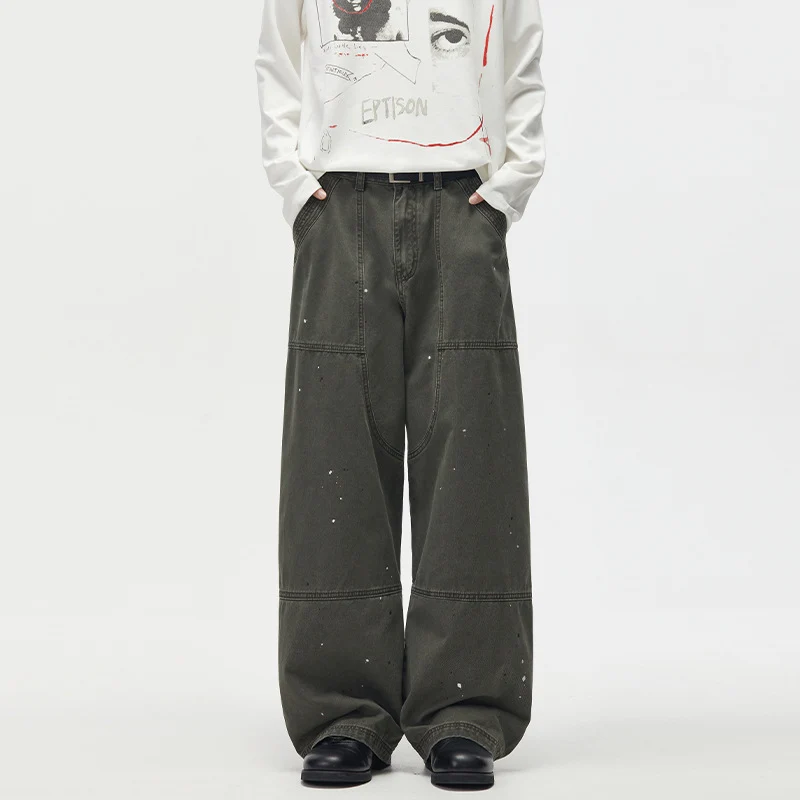 Herren Weitgeschnittene Utility‑Palazzo‑Hose aus schwerem Baumwoll‑Twill mit ergonomischen Knieabnähern Drune
