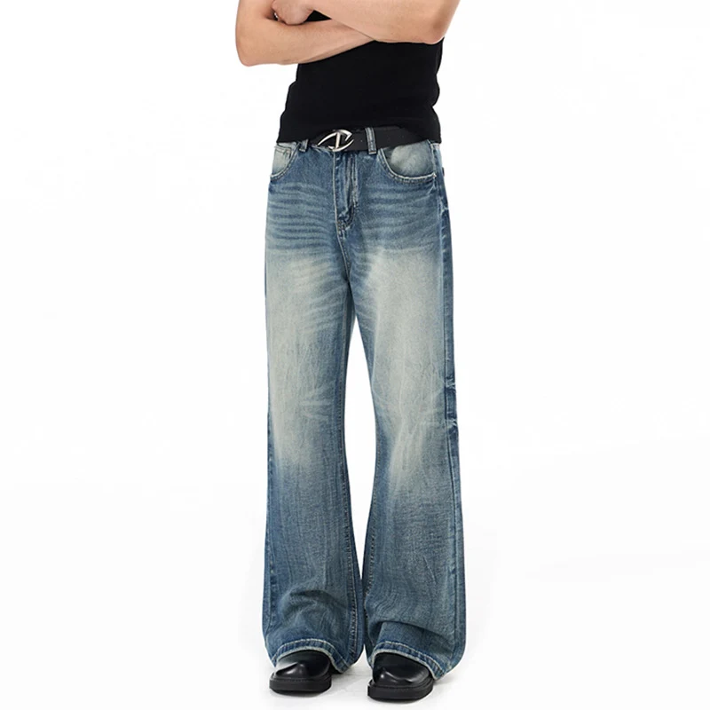 Herren Weitgeschnittene Schlagjeans im Vintage‑Flair mit tiefer Bundlinie und natürlichen Fade-Details Drune