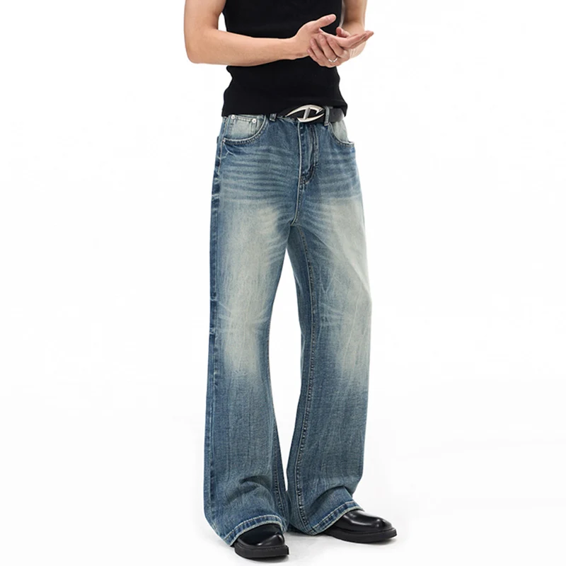 Herren Weitgeschnittene Schlagjeans im Vintage‑Flair mit tiefer Bundlinie und natürlichen Fade-Details Drune