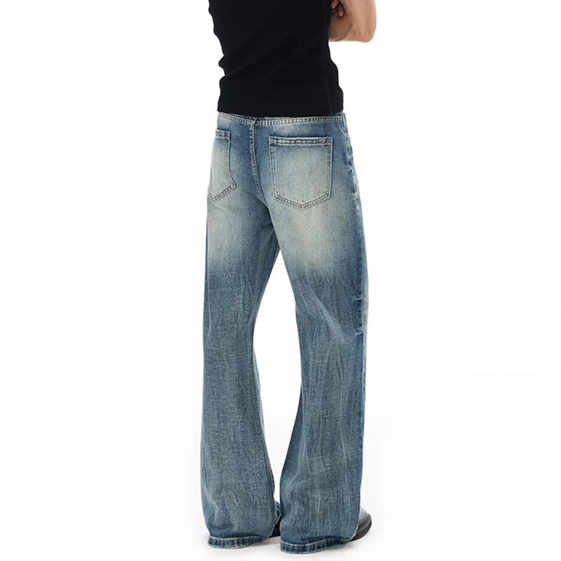 Herren Weitgeschnittene Schlagjeans im Vintage‑Flair mit tiefer Bundlinie und natürlichen Fade-Details Drune
