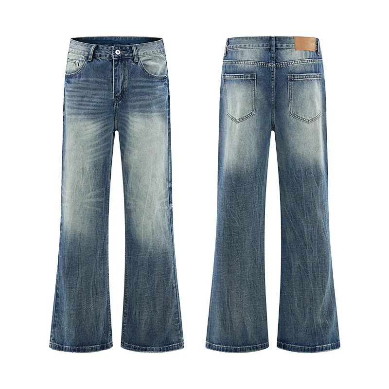 Herren Weitgeschnittene Schlagjeans im Vintage‑Flair mit tiefer Bundlinie und natürlichen Fade-Details Drune