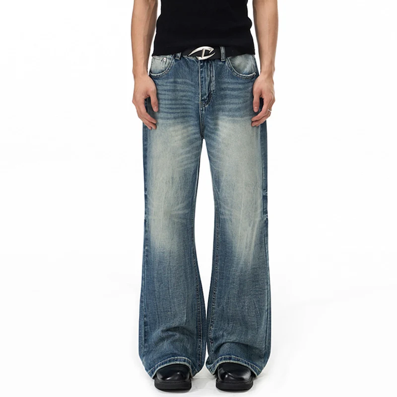 Herren Weitgeschnittene Schlagjeans im Vintage‑Flair mit tiefer Bundlinie und natürlichen Fade-Details Drune