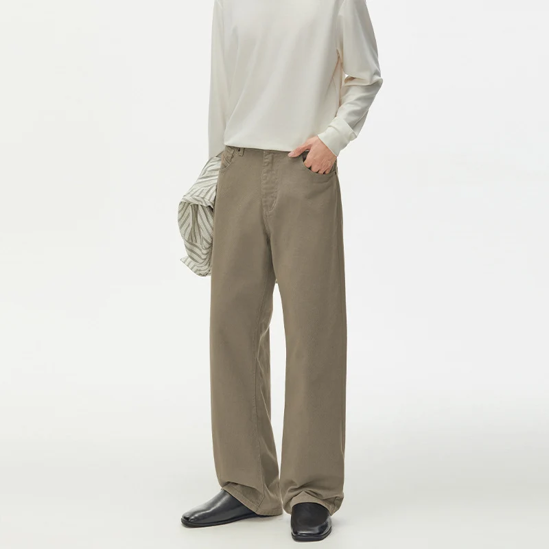 Herren Weitgeschnittene Chinohose aus Baumwoll-Twill mit tiefem Schritt Drune