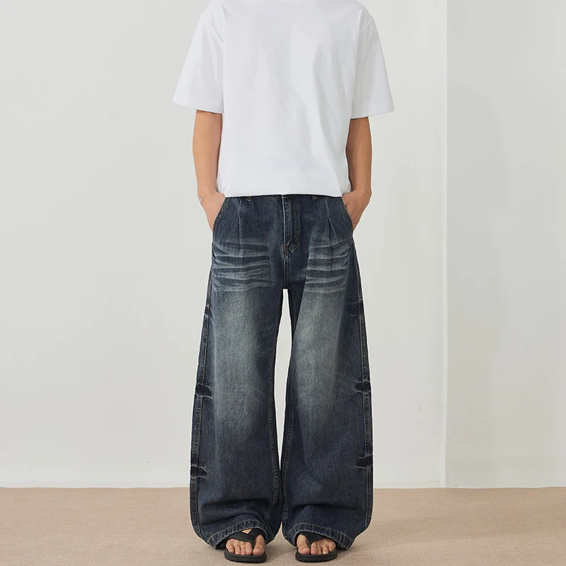 Herren Weitfallende Paneel-Denim-Jeans im Baggy-Schnitt mit verlängertem Saum Drune