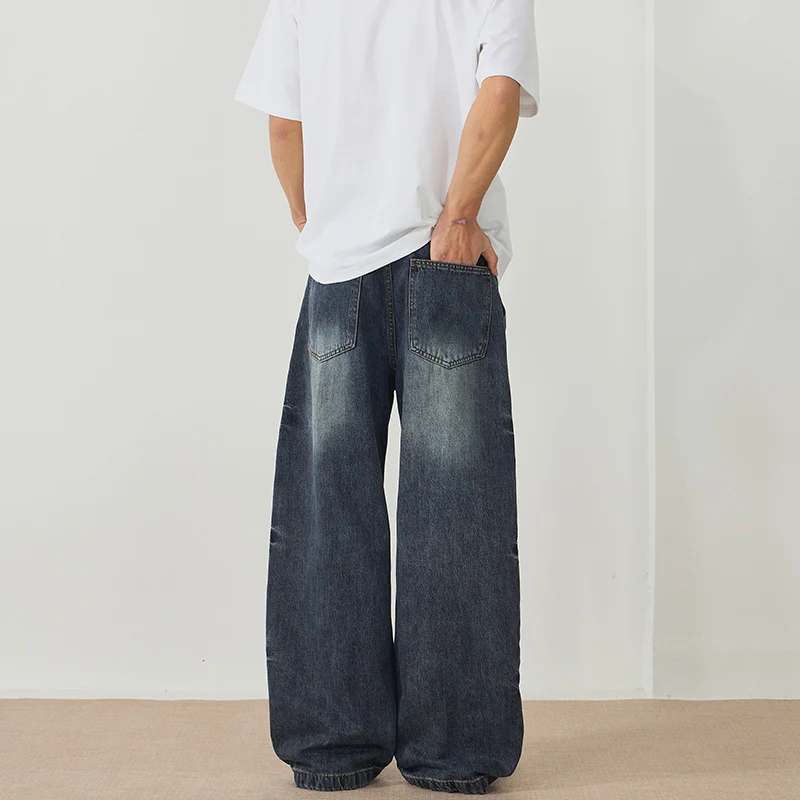Herren Weitfallende Paneel-Denim-Jeans im Baggy-Schnitt mit verlängertem Saum Drune