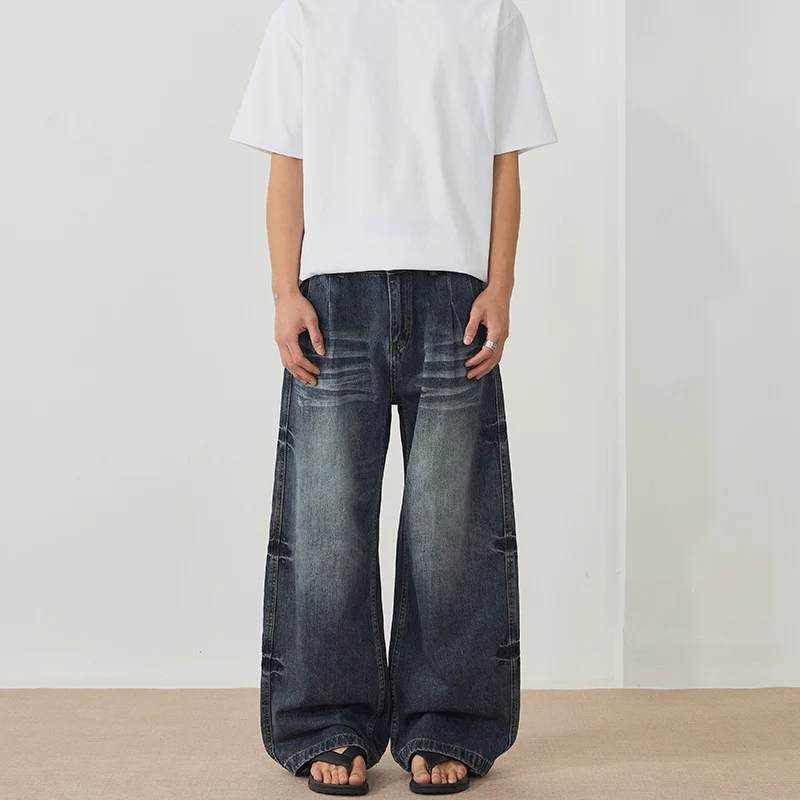 Herren Weitfallende Paneel-Denim-Jeans im Baggy-Schnitt mit verlängertem Saum Drune