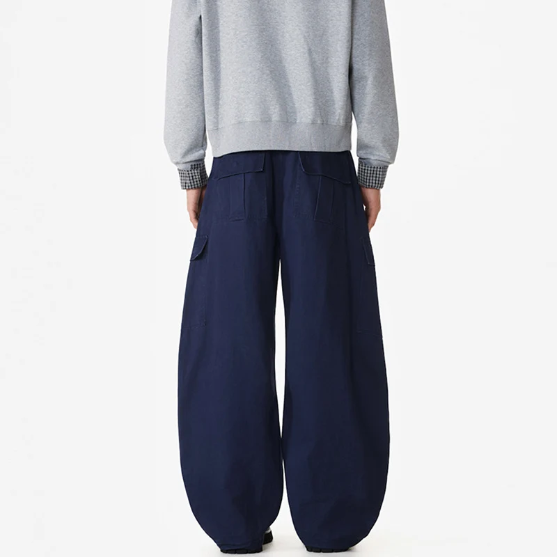 Herren Weite Workwear-Cargo-Palazzohose aus Baumwoll-Canvas mit verstärkten Kniepartien und geräumigen Klappentaschen Drune