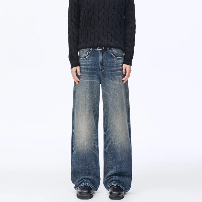 Herren Weite Vintage-Jeans im Palazzoschnitt mit Used-Finish Drune