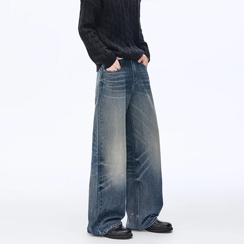 Herren Weite Vintage-Jeans im Palazzoschnitt mit Used-Finish Drune
