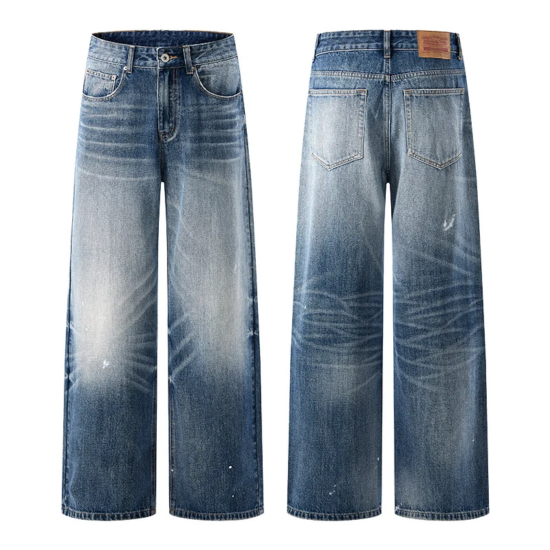 Herren Weite Vintage-Jeans im Palazzoschnitt mit Used-Finish Drune