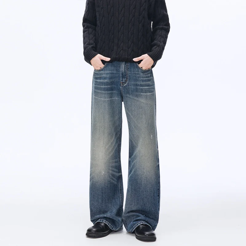 Herren Weite Vintage-Jeans im Palazzoschnitt mit Used-Finish Drune