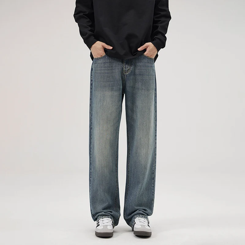Herren Weite Vintage-inspirierte Komfort-Jeans mit geradem Bein Drune