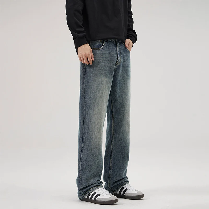 Herren Weite Vintage-inspirierte Komfort-Jeans mit geradem Bein Drune