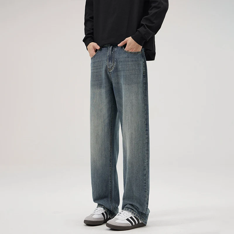 Herren Weite Vintage-inspirierte Komfort-Jeans mit geradem Bein Drune