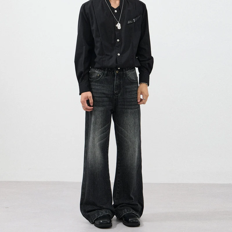Herren Weite Vintage-inspirierte Five-Pocket-Denim-Jeans im Bodensaum-Baggy-Cut Drune