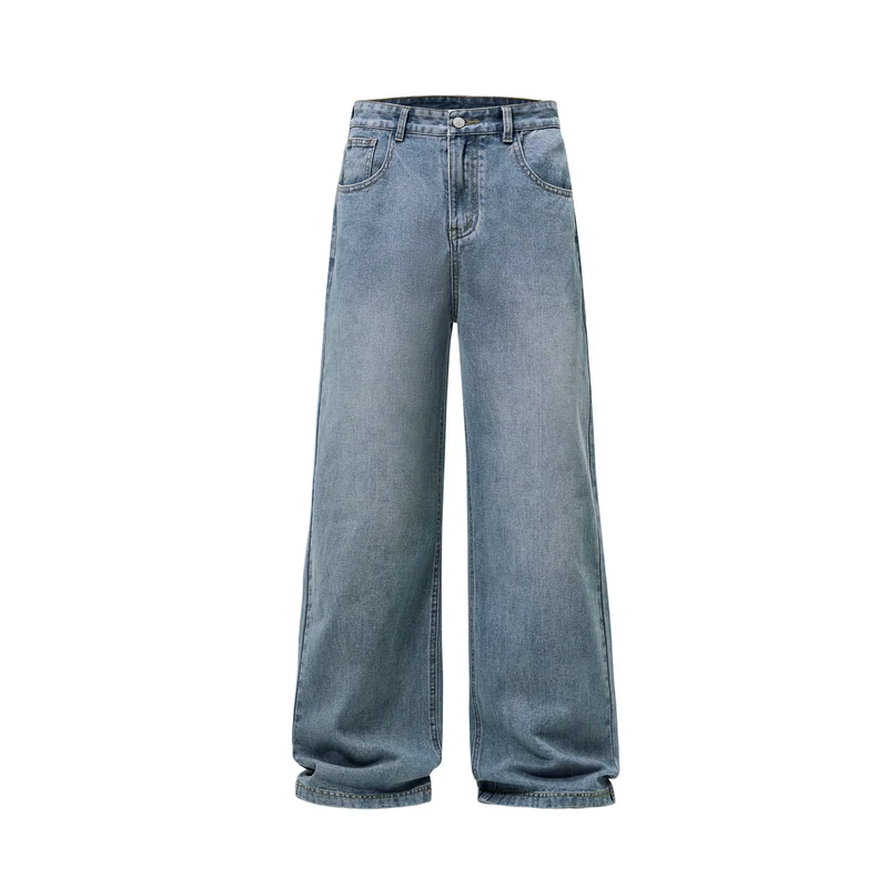 Herren Weite Vintage-Denim-Jeans mit mittelhoher Taille und weitem Bein Drune