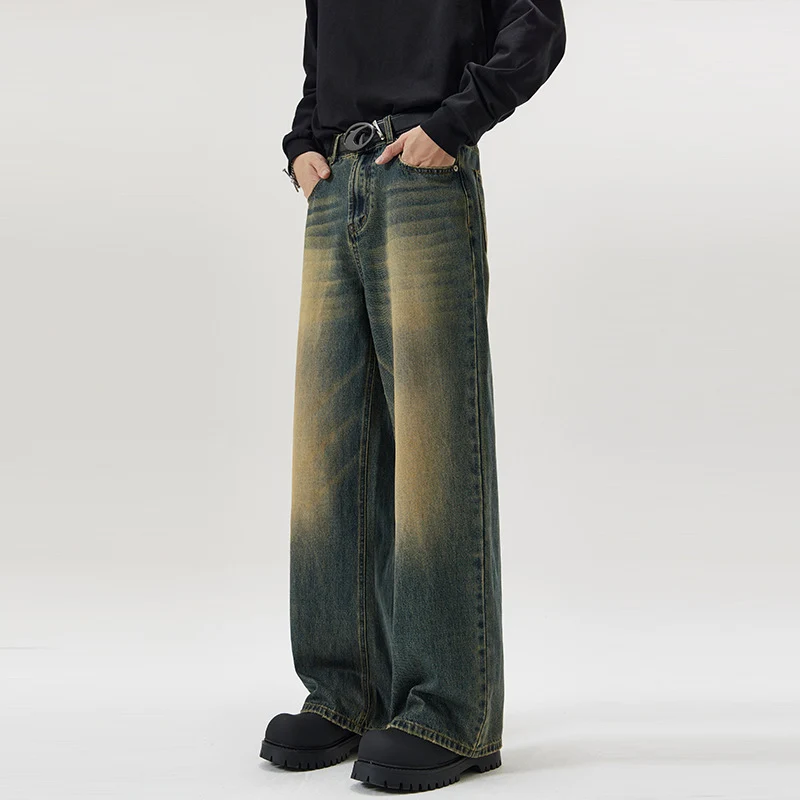 Herren Weite Vintage-Denim-Jeans mit ausgeprägtem Fade und geradem Bein Drune