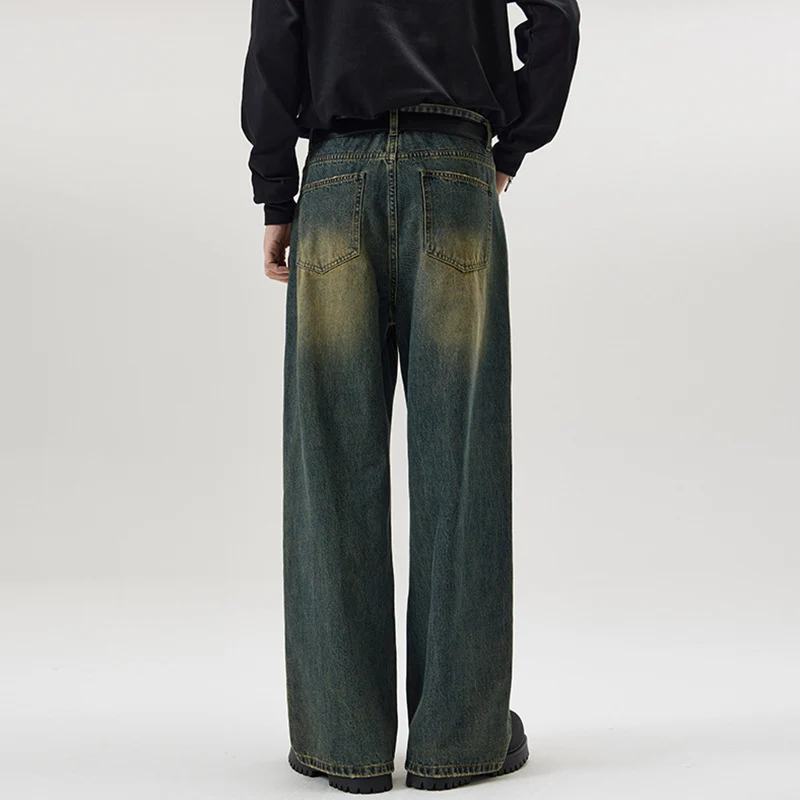 Herren Weite Vintage-Denim-Jeans mit ausgeprägtem Fade und geradem Bein Drune