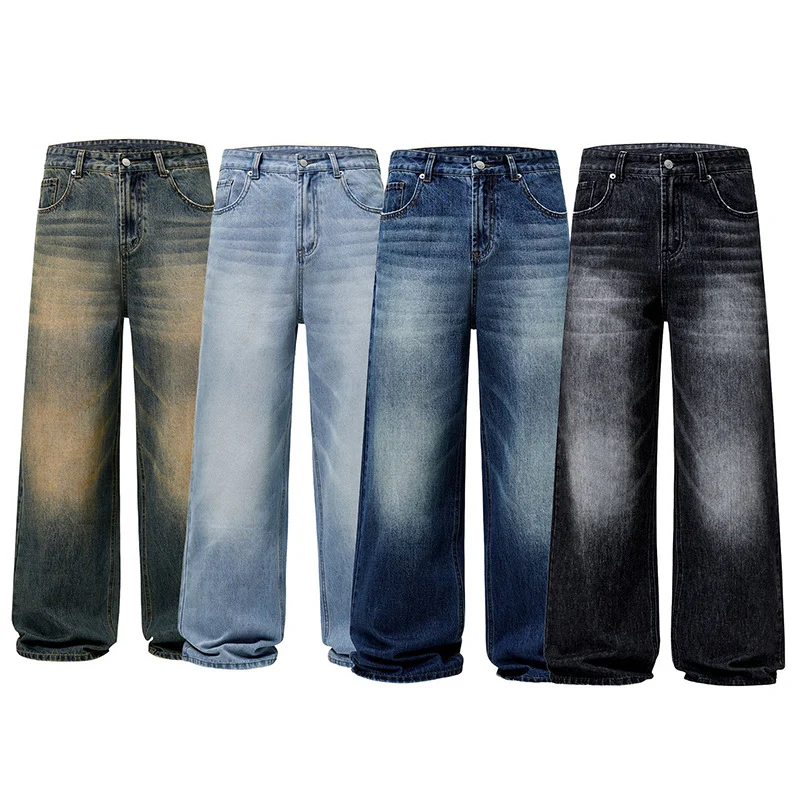 Herren Weite Vintage-Denim-Jeans mit ausgeprägtem Fade und geradem Bein Drune