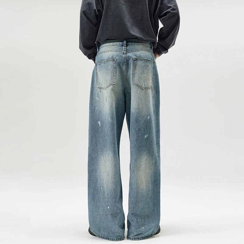 Herren Weite Vintage-Denim-Jeans im Painter-Look mit tiefem Schritt und geradem Saum Drune