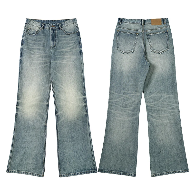 Herren Weite Vintage-Denim-Jeans im lässigen Palazzoschnitt mit tiefem Schritt Drune