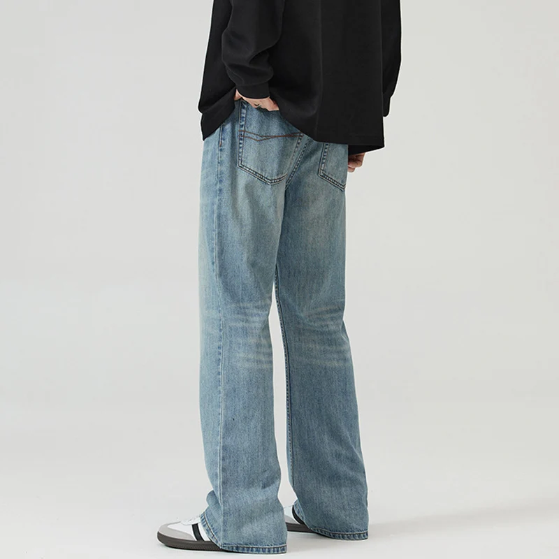 Herren Weite verwaschene Baggy-Jeans mit ausgestelltem Bein und verlängertem Saum Drune